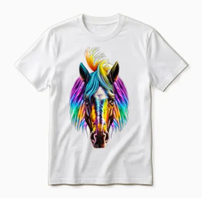 Colorful Horse Painting Unisex T-Shirt - White