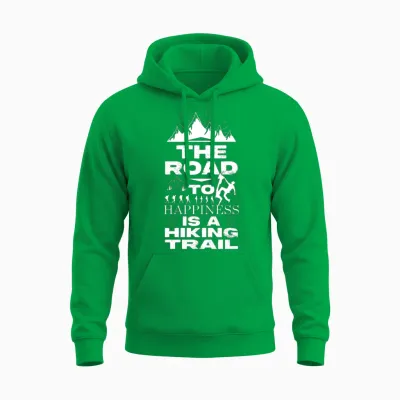 The Road to Hapiness Is a Hiking Trail Unisex Hoodie - Irish Green
