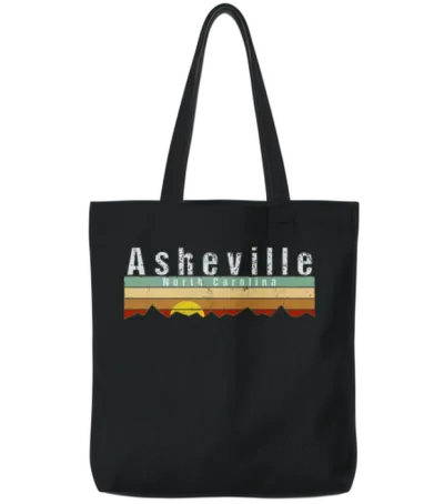 Retro Vintage Asheville Nc Tote Bags - Black