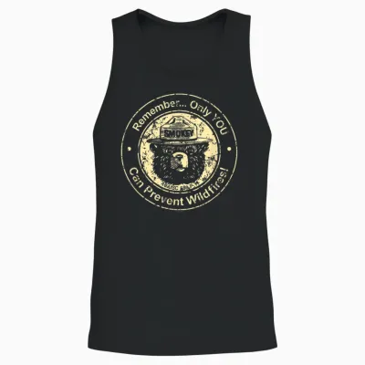 Smokey Bear Only You Can Prevent Wildfires Vintage Seal Unisex Tank Top - Black