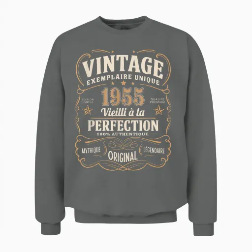 70 Years Man 1955 Birthday T Shirt 70 Years Man 1955 T-Shirt, Black, S Unisex Sweatshirt - Graphite Heather