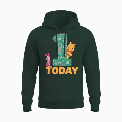 Disney Winnie the Pooh & Piglet Birthday 1 Year Old Today Unisex Hoodie - Forest