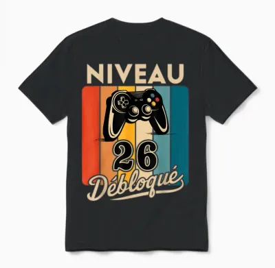 Level 26 Years Male 1999 Birthday Gamer Level 26 Man Unisex T-Shirt - Black