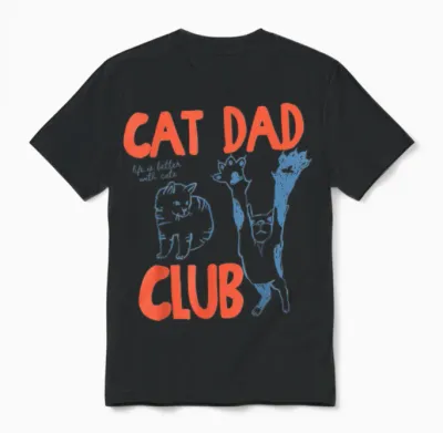 Cat Dad Club Life Is Better with Cats Father's Day Cat Dad Unisex T-Shirt - Black