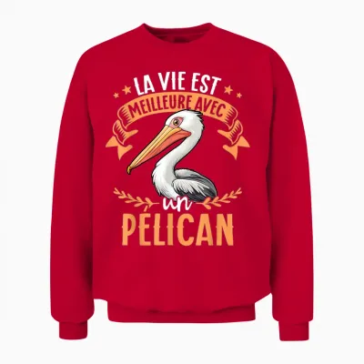 Life Is Better with a Pelican - Sweet Pelican T-Shirt, Black, S Unisex Sweatshirt - Red