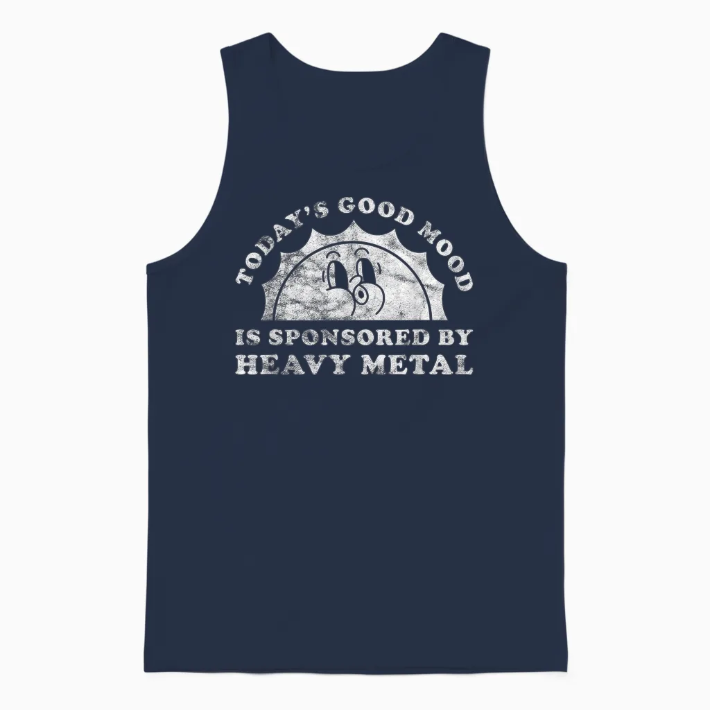 Funny Cute Vintage Retro Heavy Metal or Heavy Metal Unisex Tank Top in Navy
