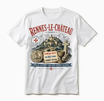Rennes-Le-Château France Vintage - Saint Graal & Chevaliers Unisex T-Shirt - White