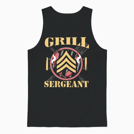 Grill Sergeant Funny Bbq & Grilling Gift Unisex Tank Top in Black