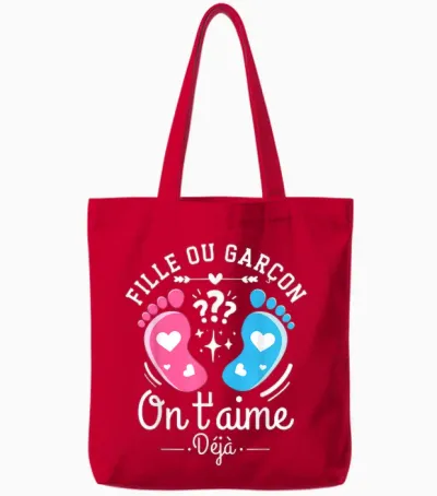 Announcement Gender Reveal Party Original Gift Tote Bags - Red