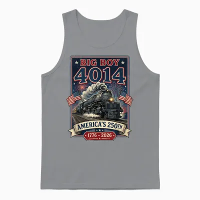 Big Boy 4014 Train 4th of July Retro Us Flag Vintage Apparel Unisex Tank Top - Sport Grey