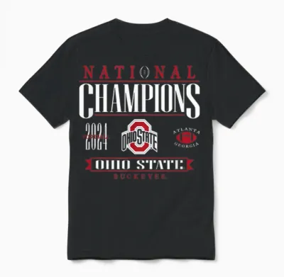 Ohio State Buckeyes National Champs 2024 Cfp Icon Black Unisex T-Shirt - Black