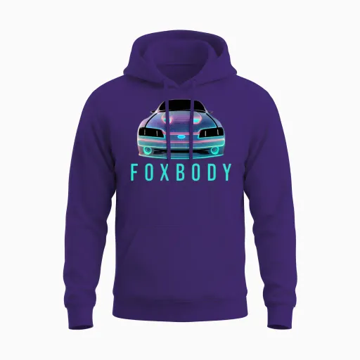 Futuristic Retro Foxbody Unisex Hoodie in Purple