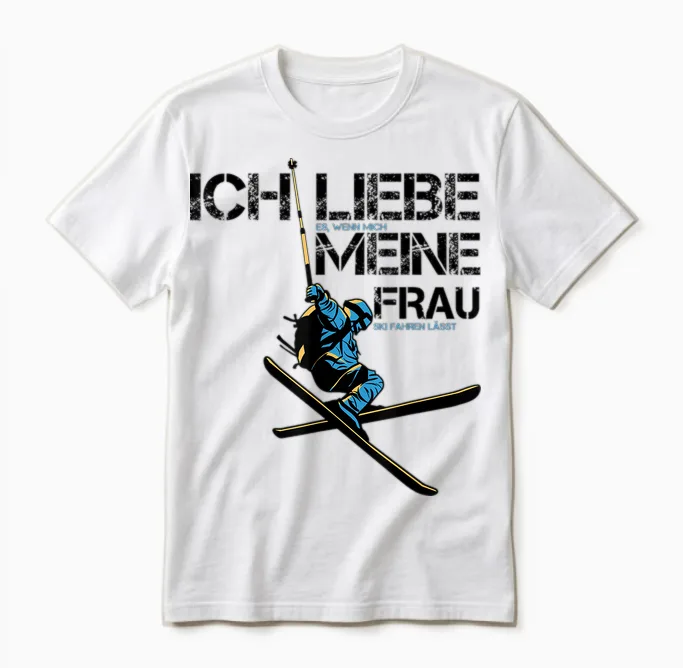 Ich Liebe Es Wenn Mich Meine Frau Ski Fahren Lässt Skifahrer Unisex T-Shirt in White