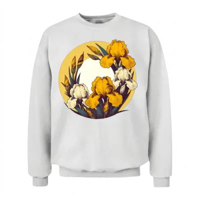 Retro Yellow Irises Unisex Sweatshirt - White