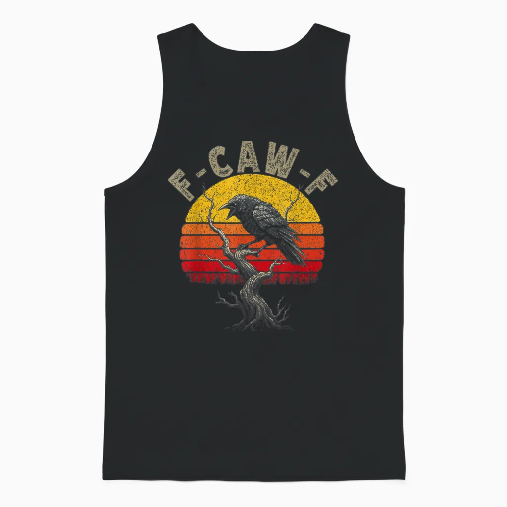 Black Crow F-Caw-F Full Moon Gothic Witchy Humor Für Erwachsene Herren Unisex Tank Top in Black