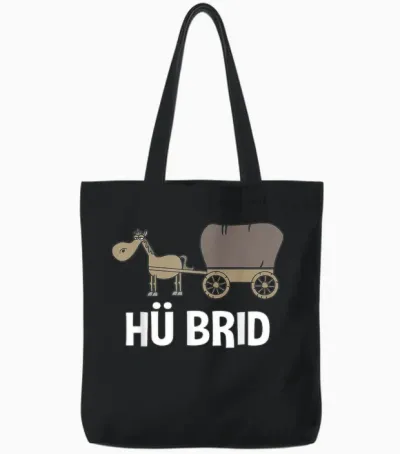 Hü Brid - Lustiges Hybrid Auto/pferd Tote Bags - Black