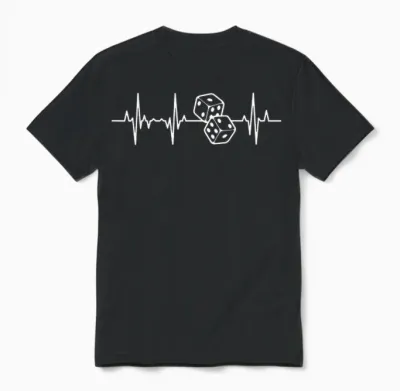 Board Games Heart Beats Cardiogram Dice Unisex T-Shirt - Black