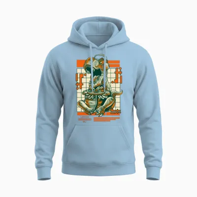 Retro T Rex Gamer Video Games Dinosaur Unisex Hoodie - Light Blue