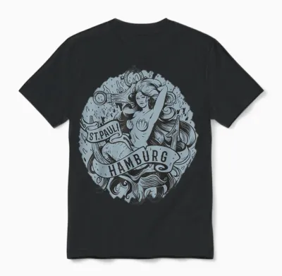 Hamburg St. Pauli Meerjungfrau Unisex T-Shirt - Black