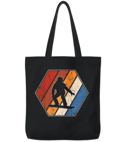 Snowboarding Retro Tote Bags - Black