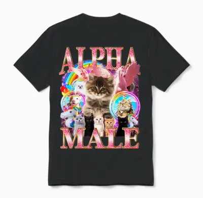 Funny Alpha Cat Male Cute Cat Lover Unisex T-Shirt - Black