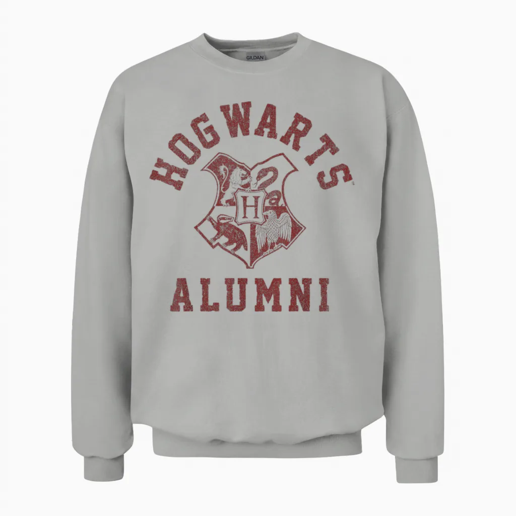 Harry Potter Hogwarts Alumni Crest T-Shirt Small Unisex Sweatshirt in Ash