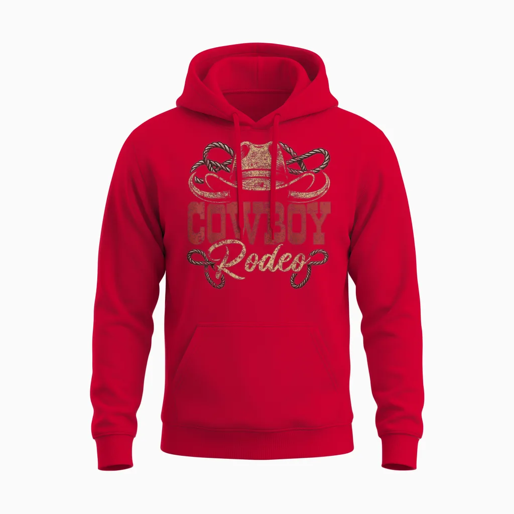 Cowboy Rodeo Wild West Rodeo Howdy Western Southern Country Unisex Hoodie in Red
