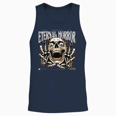 Eternal Horror Skull – Creepy Vintage Poster Art Unisex Tank Top - Navy