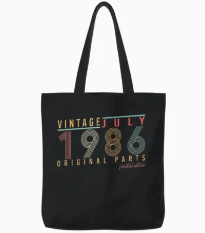 Retro 1986 July Tote Bags - Black