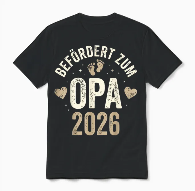 Befördert Zum Opa 2026 Werdender Großvater Unisex T-Shirt in Black
