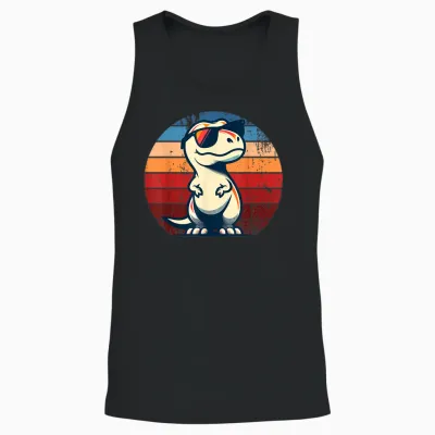 Dinosaur T-Rex Retro Novelty Men Children Women Funny Dinosaur T-Shirt, Black Unisex Tank Top - Black