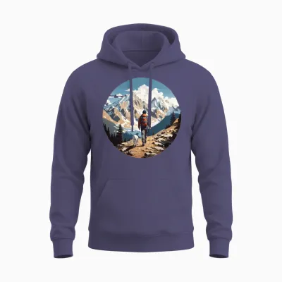 Man Hiking with Dog Unisex Hoodie - Heather Sport Dark Navy