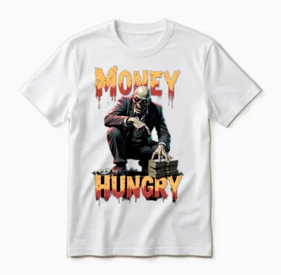 Money Hungry Zombie Unisex T-Shirt - White