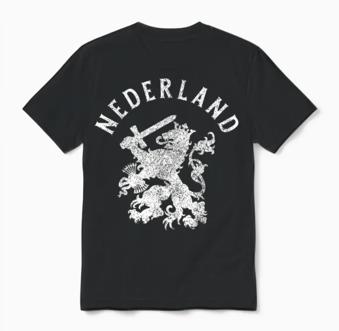 Nederland Niederlande Löwe Holland Vintage Orange Unisex T-Shirt in Black