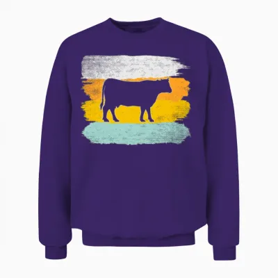 Cow Retro Unisex Sweatshirt - Purple