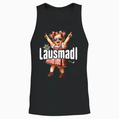 Lausmadl T-Shirt Damen Trachtenshirt Kinder Mädchen Trachten Unisex Tank Top - Black