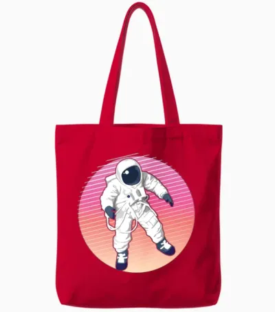 90s Retro Astronaut Sunset Tote Bags - Red