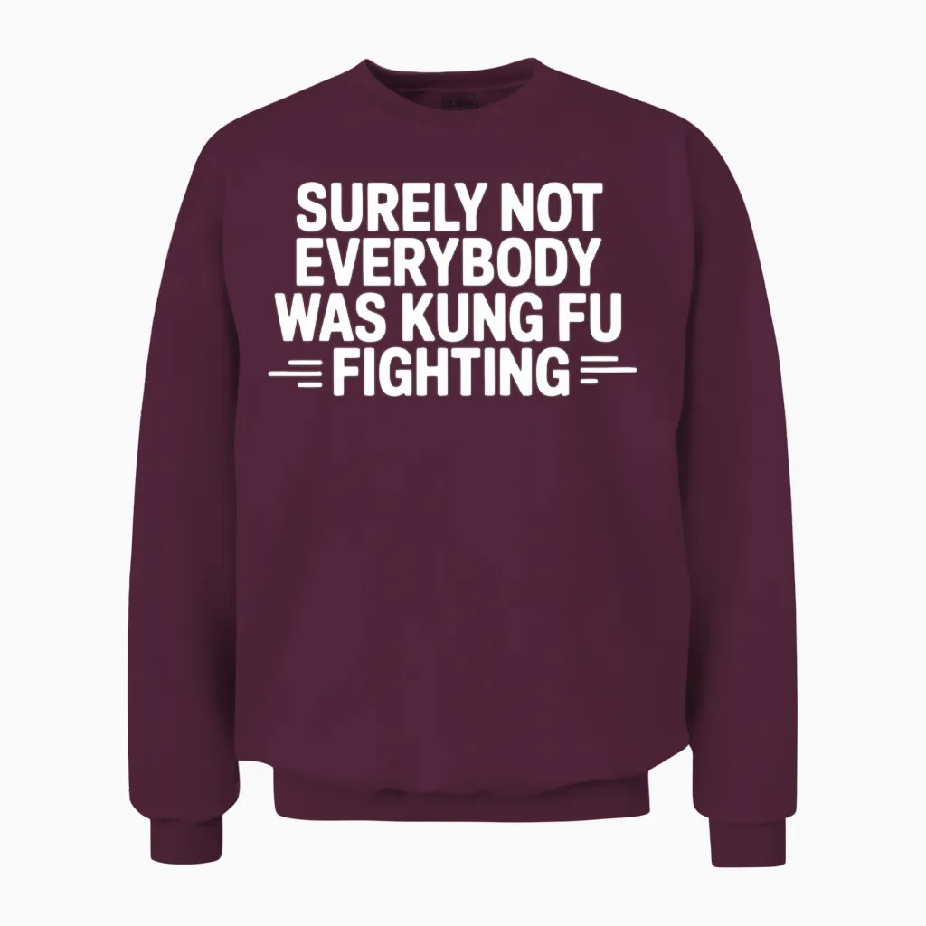 Retro Martial Arts Typography Unisex Sweatshirt in Maroon