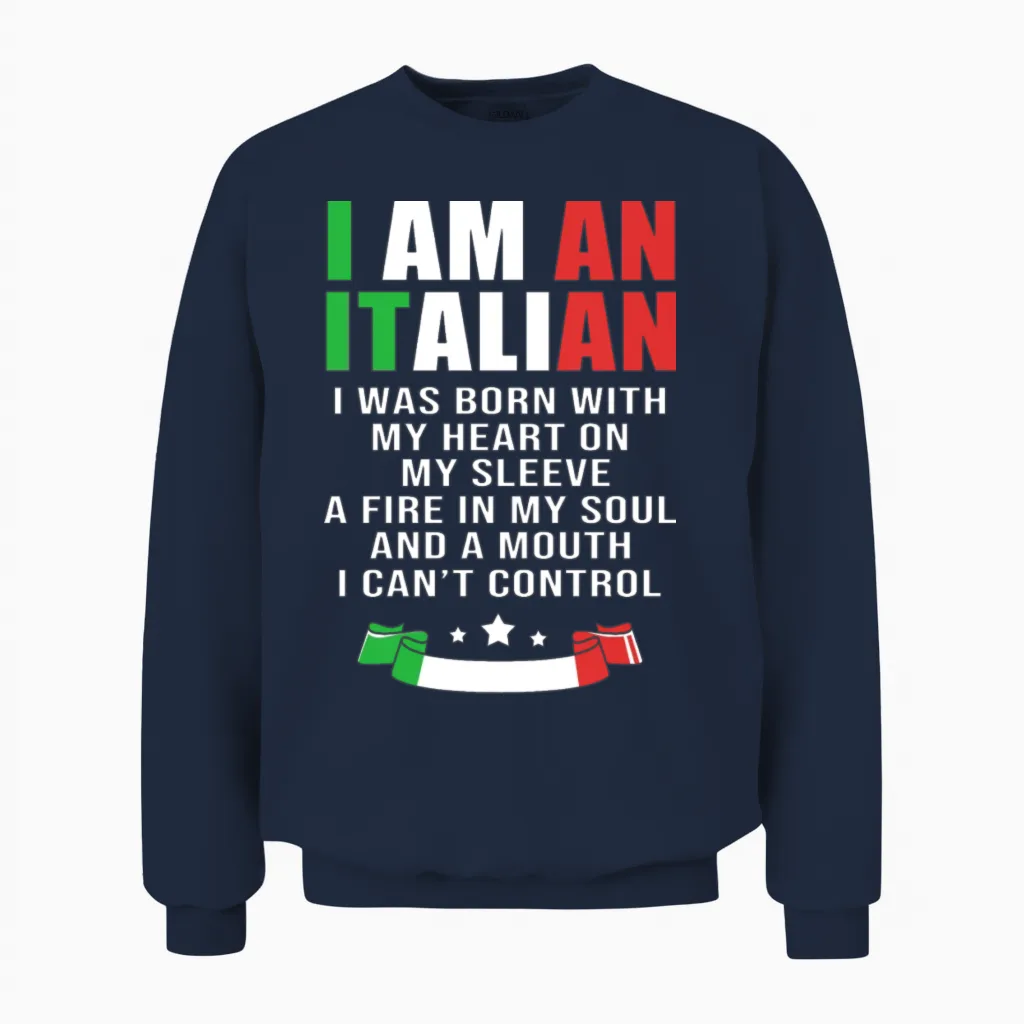 Funny Italy Flag Italian Humor Im Italian Unisex Sweatshirt in Navy