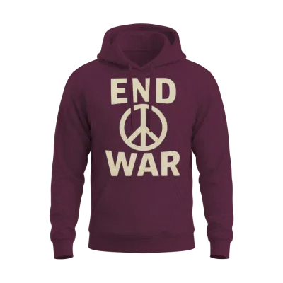 End War Peace Sign Graphic Unisex Hoodie - Maroon