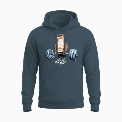 Otter Weight Lifting Gift Gym Fitness Men Unisex Hoodie - Dark Heather