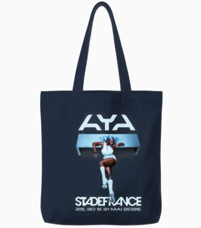 Aya Nakamura Merch Officiel Tournée Stade De France 2026 Manche Longue Tote Bags - Navy