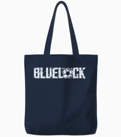Blue Lock Official Epic Bold Distressed Glitch Chest Logo Tote Bags - Navy