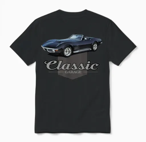 Classic Corvette Garage Unisex T-Shirt in Black