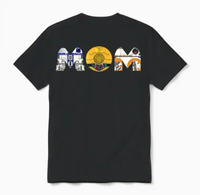 Star Wars Droids R2-D2 C-3po Bb-8 Mom Mother’s Day Birthday Unisex T-Shirt - Black