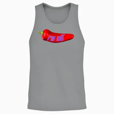 Funny I'm Hot Red Chilli Pepper for Mom Dad T-Shirt, Black, S Unisex Tank Top - Sport Grey