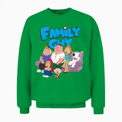 Family Guy Griffin Family with Logo Cartoon Unisex Sweatshirt - Irish Green