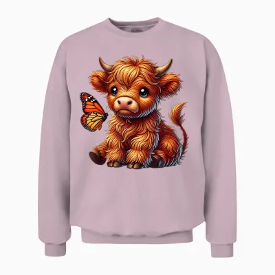 Highland Kuh Liebhaber Schottland Bauernhof Rinder Kalb Unisex Sweatshirt - Light Pink