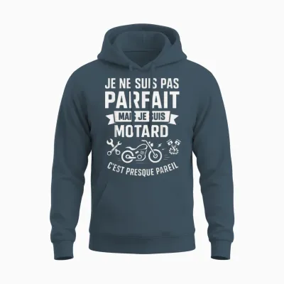 Je Ne Suis Pas Parfait Mais Je Suis Motard Drôle Moto Idée Unisex Hoodie - Dark Heather