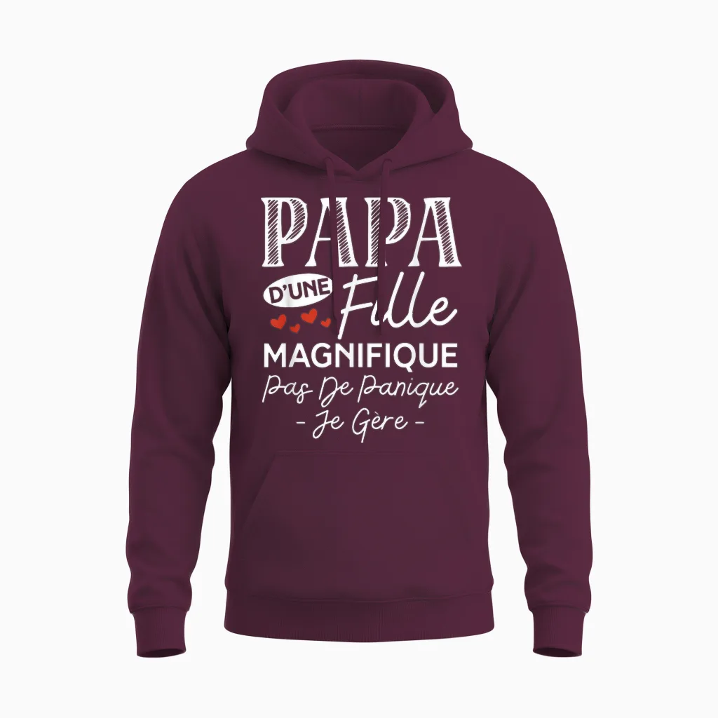 Dad from a Daughter Gorgeous Personalized Gift for Dad T-Shirt, Black, S Unisex Hoodie in Maroon
